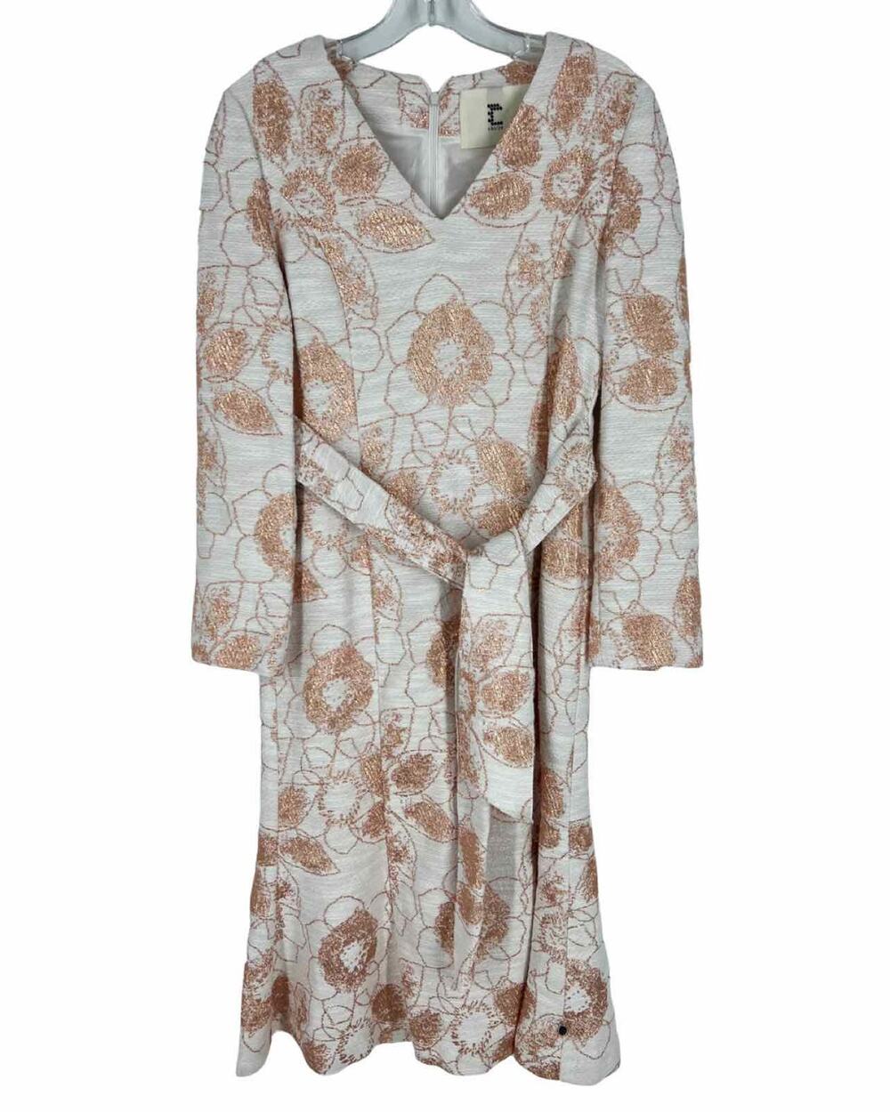C.Holyn Size M ? White/Rose Gold Floral Metallic Designer Dress